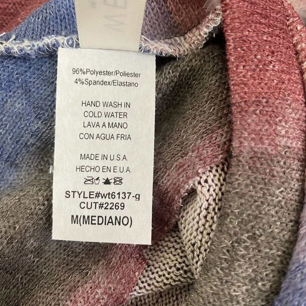 Women’s Striped Long Sleeve Sweater Low Back Detail Size M